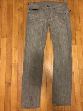 True Religion Men's Grey denim, zippers instead of flaps